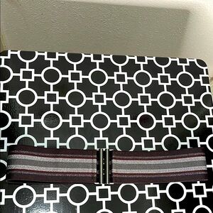 Women's Striped Brown & Silver Sparkly Double Hook Closure 32” Stretch Belt